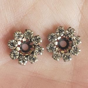 Earring Jackets Estate Find Faux Diamond Vintage Sparkling Rhinestone Crystals